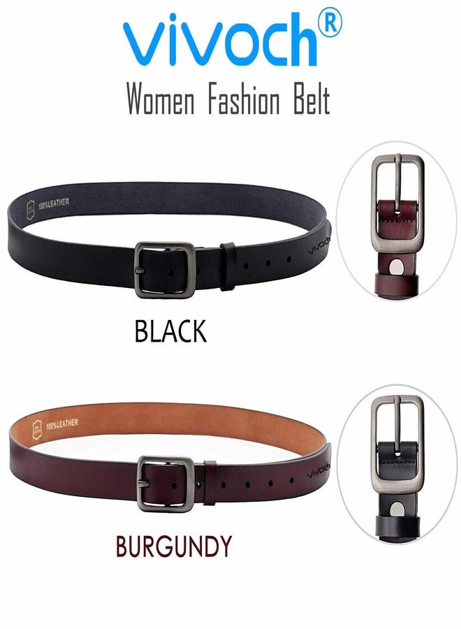 VIVOCH, 2-Pack Women's Genuine Cowhide Leather Belt, Vintage Casual Belts for Jeans, Skirt, Shorts Pants, Summer Dress for Women with Alloy Pin Buckle, 110CM - Image 2